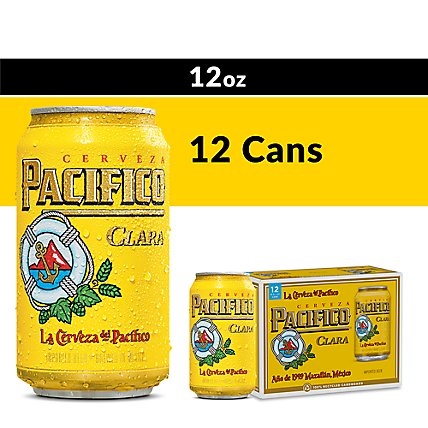 Pacifico Clara Mexican 4.4% ABV Lager Beer Pack - 12-12 Fl. Oz. - Image 1