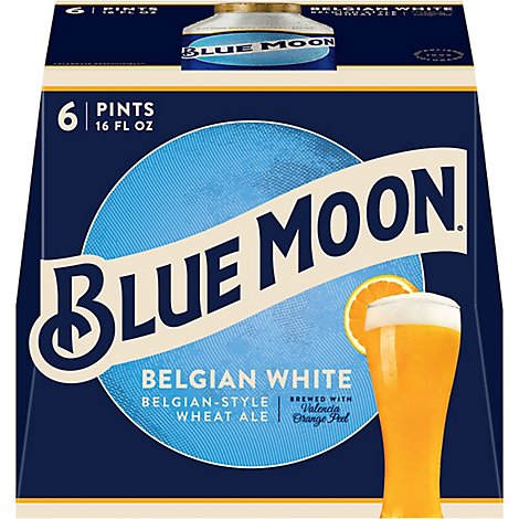 Blue Moon Belgian White Beer Craft Wheat 5.4% ABV Aluminum Bottle - 6-16 Fl. Oz.