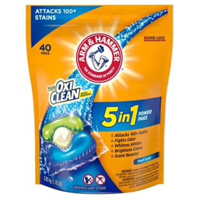 ARM & HAMMER Laundry Detergent Oxi Clean Concentrated Pouch - 40 Count - Image 1