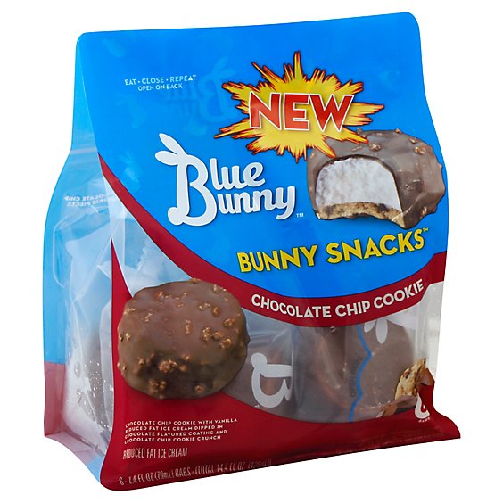 Blue Bunny Bunny Snacks Ice Cream Bars Reduced Fat Chocolate Chip Cookie - 6-2.4 Fl. Oz.