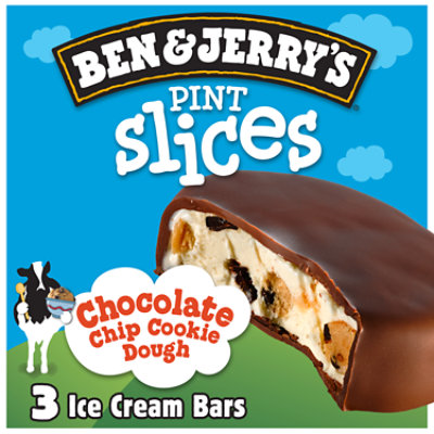 Ben Jerrys Ice Cream Bars Pint Slices Chocolate Chip Cookie Dough 3 Count 9 Oz Albertsons