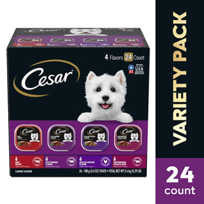 Cesar Beef Filet Mignon Grilled Chicken & Porterhouse Steak Wet Dog Food Variety Pack - 24-3.5 Oz - Image 1