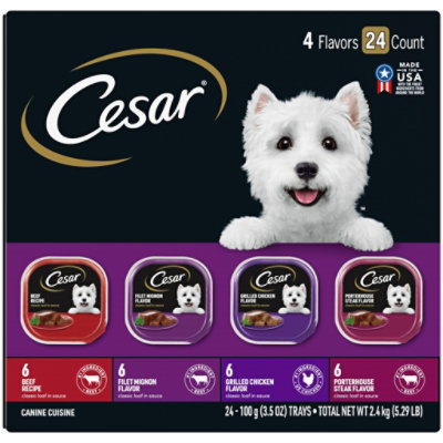 Cesar Classics Canine Cuisine 4 Assorted Flavors Box - 24-3.5 Oz