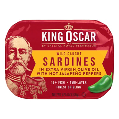 King Oscar Sardines in Extra Virgin Olive Oil Double Layer With Hot Jalapeno Peppers - 3.75 Oz - Image 1
