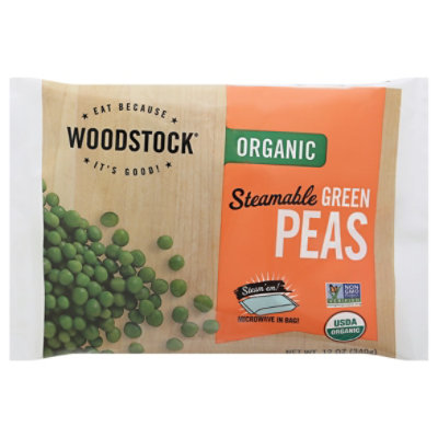 Woodstock Organic Peas Green Steamable - 12 Oz - Image 1