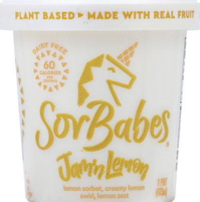 Sorbabes Gourmet Sorbet Lemon With Candied Zest Tart & Juicy - 1 Pint - Image 2