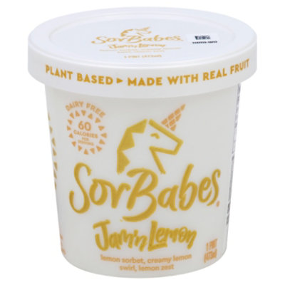 Sorbabes Gourmet Sorbet Lemon With Candied Zest Tart & Juicy - 1 Pint