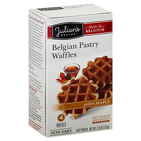 Julians Recipe Waffles Belgian Pastry Golden Maple 4 Count - 7.76 Oz