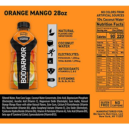 BODYARMOR SuperDrink Sports Drink Orange Mango - 28 Fl. Oz. - Image 6