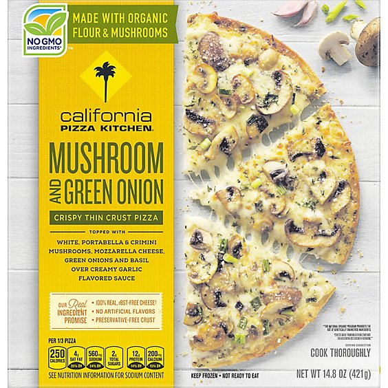 California Pizza Kitchen Pizza Crispy Thin Crust Mushroom and Green Onion Frozen - 14.8 Oz