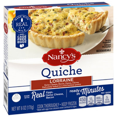 Nancy's Lorraine Quiche with Eggs Swiss Cheese Bacon Onion & Chives Frozen Meal - 6 Oz - Image 4