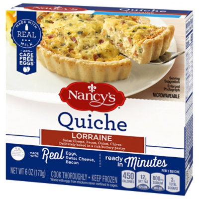 Nancy's Lorraine Quiche with Eggs Swiss Cheese Bacon Onion & Chives Frozen Meal - 6 Oz - Image 5