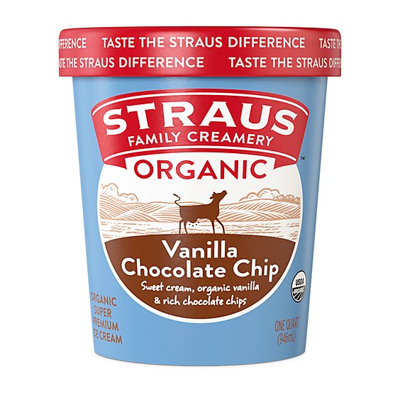 Straus Organic Vanilla Chip Ice Cream - 32 Oz