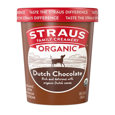 Straus Organic Ice Cream Dutch Chocolate - 32 Oz - Image 1