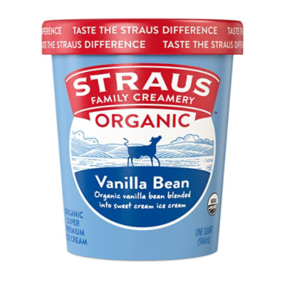 Straus Organic Ice Cream Vanilla Bean - 32 Oz - Image 1