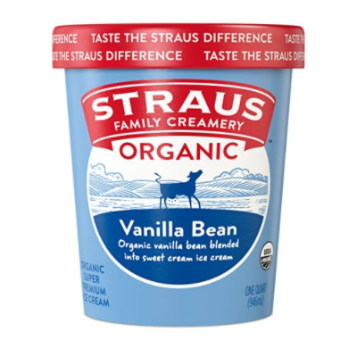 Straus Organic Ice Cream Vanilla Bean - 32 Oz