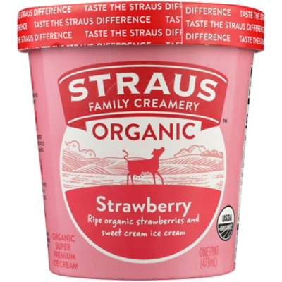 Straus Family Creamery Ice Cream Strawberry - 1 Pint - Image 1