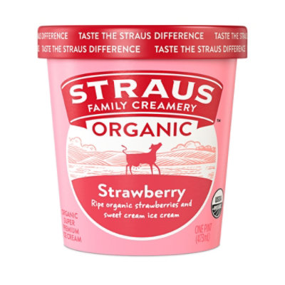 Straus Family Creamery Ice Cream Strawberry - 1 Pint
