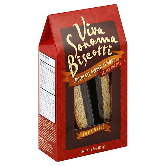 Viva Sonoma Biscotti Chocolate Dip Almond - 6.6 Oz