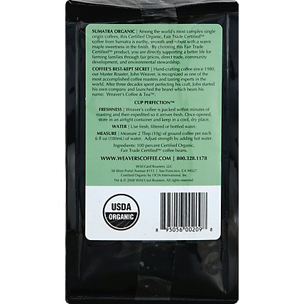 Weavers Coffee Organic Ground Robust Body Earthy & Smooth Sumatra - 12 Oz - Image 3