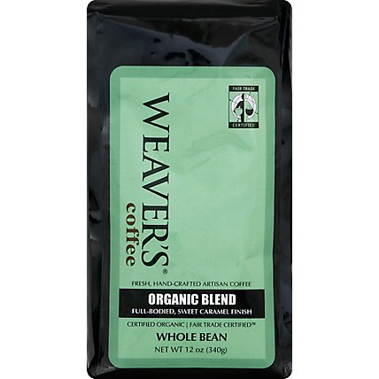 Weavers Coffee Organic Whole Bean Full-Bodied Sweet Caramel Finish - 12 Oz - Image 2