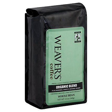 Weavers Coffee Organic Whole Bean Full-Bodied Sweet Caramel Finish - 12 Oz - Image 1