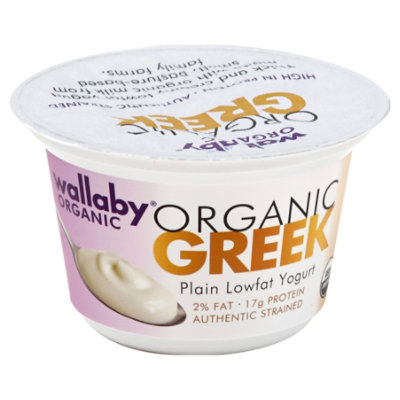 Wallaby Organic Plain Low Fat Greek Yogurt 6 Oz Haggen