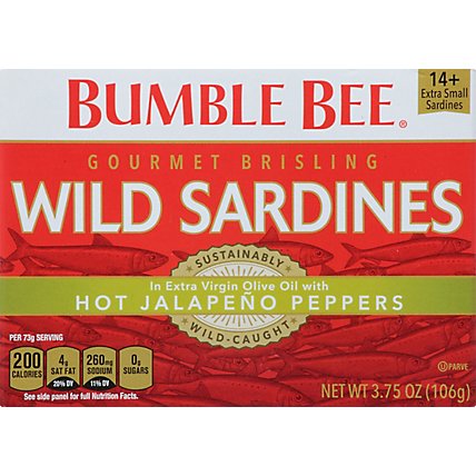 Bumble Bee Sardines Wild Gourmet Brisling in Extra Virgin Olive Oil with Jalapeno - 3.75 Oz - Image 2
