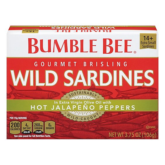 Bumble Bee Sardines Wild Gourmet Brisling in Extra Virgin Olive Oil with Jalapeno - 3.75 Oz