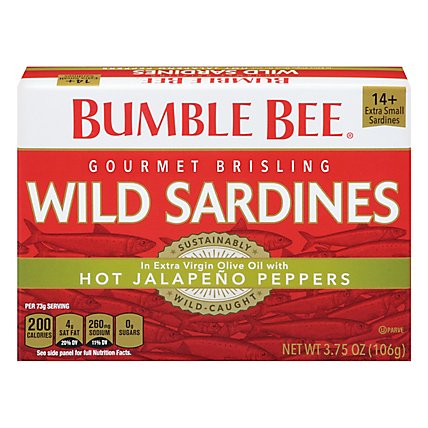 Bumble Bee Sardines Wild Gourmet Brisling in Extra Virgin Olive Oil with Jalapeno - 3.75 Oz - Image 1