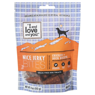 I And Love And You Dog Treat Jerky Bites Chicken + Duck Pouch - 4 Oz