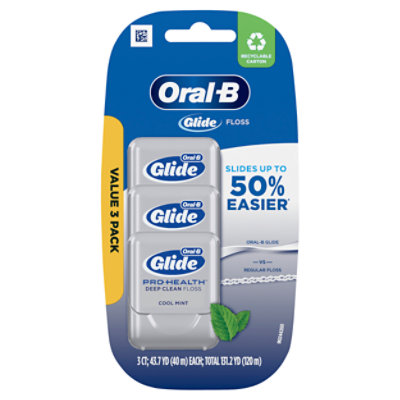 Oral-B Glide Pro-Health Deep Clean Dental Floss Cool Mint 40 M Value Pack - 3 Count