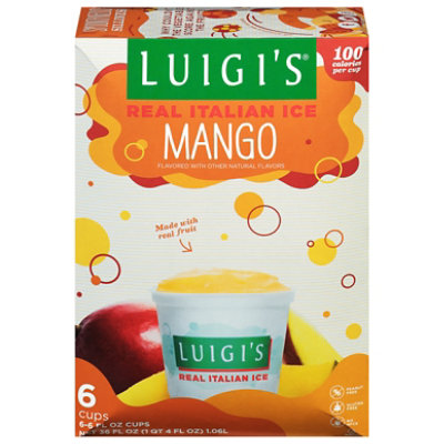 LUIGIS Real Italian Ice Fat Free Mango Cups - 6-6 Fl. Oz.