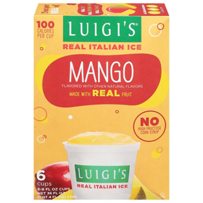 LUIGIS Real Italian Ice Fat Free Mango Cups - 6-6 Fl. Oz.