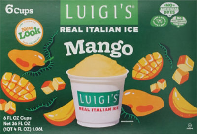 LUIGIS Real Italian Ice Fat Free Mango Cups - 6-6 Fl. Oz. - Image 2