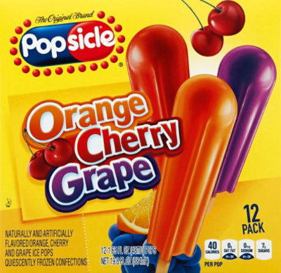 Popsicle Ice Pops Orange Cherry Grape - 12 Count - Image 2