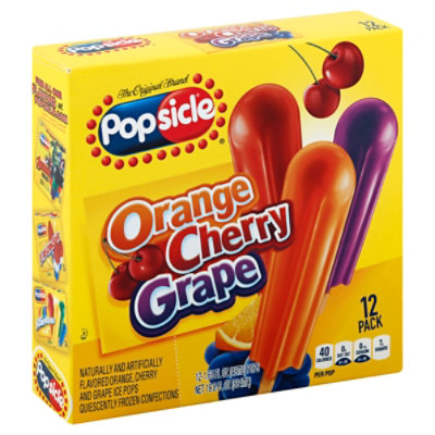 Popsicle Ice Pops Orange Cherry Grape - 12 Count - Image 1