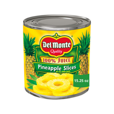 Del Monte Fruit Sliced Pineapple in 100% Juice - 15.25 Oz