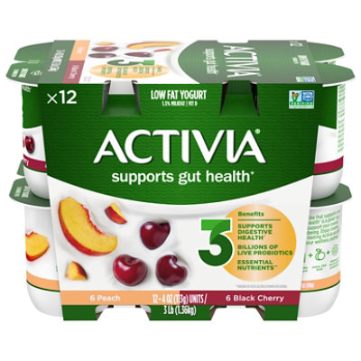 Activia Low Fat Probiotic Peach and Black Cherry Yogurt Pack - 12-4 Oz - Image 3