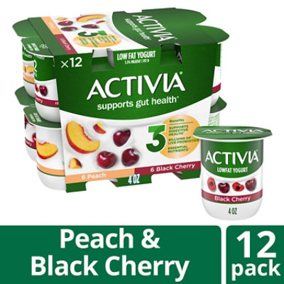 Activia Low Fat Probiotic Peach and Black Cherry Yogurt Pack - 12-4 Oz - Image 2