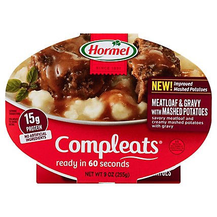 Hormel Compleats Microwave Meals Homestyle Meatloaf & Gravy with Mashed Potatoes - 9 Oz - Image 1