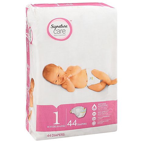 Signature Care Premium Baby Diapers Size 1 - 44 Count