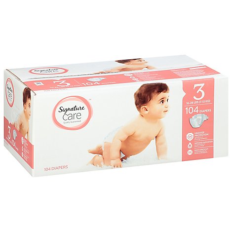 Signature Care Premium Baby Diapers Size 3 - 104 Count