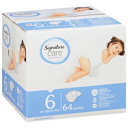 Signature Care Premium Baby Diapers Size 6 - 64 Count - Image 1