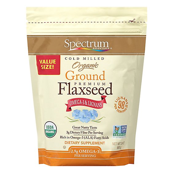 Spectrum Essentials Flaxseed Premium Organic Ground Value Size - 24 Oz