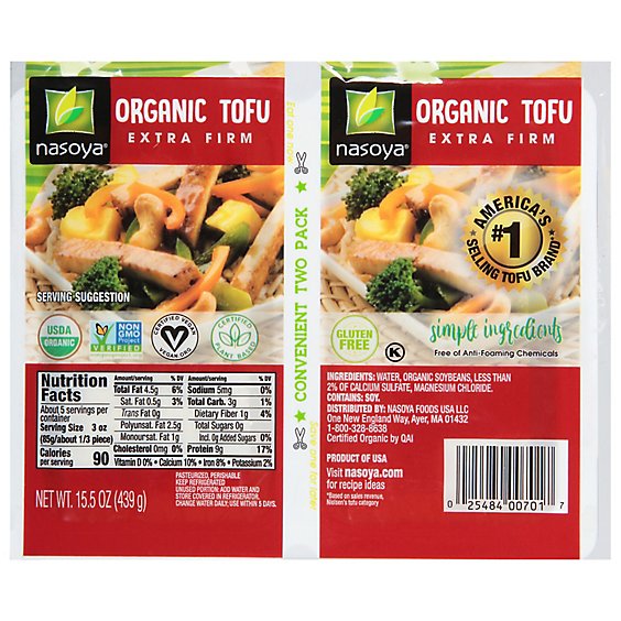 Nasoya Organic Tofu Extra Firm Twin Pack - 15.5 Oz