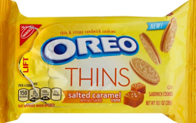 OREO Thins Sandwich Cookies Thin & Crispy Salted Caramel Creme - 10.1 Oz - Image 2