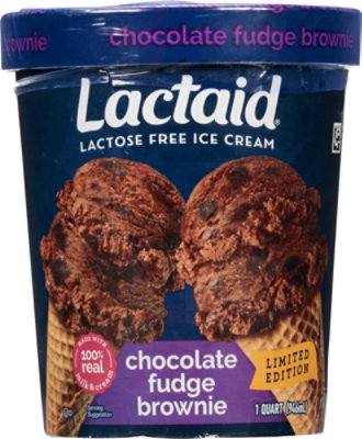 Lactaid Chocolate Fudge Brownie Ice Cream - 1 Quart - Image 1