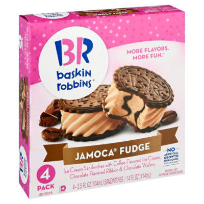 Baskin Robbins Ice Cream Sandwiches Jamoca Fudge 4 Pack 4 3 5 Fl Oz Vons