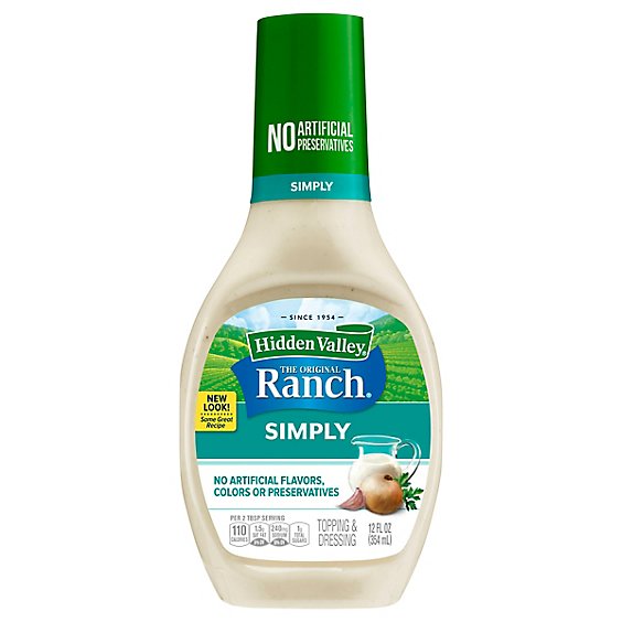 Hidden Valley Simply Ranch Gluten Free Classic Salad Dressing and Topping - 12 Oz
